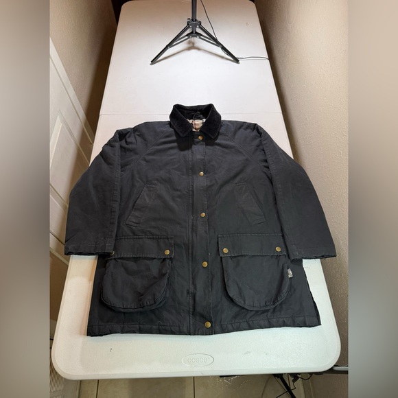 Burberry Other - Used BURBERRY CORD COLLAR BLACK WAX JACKET Sz XL